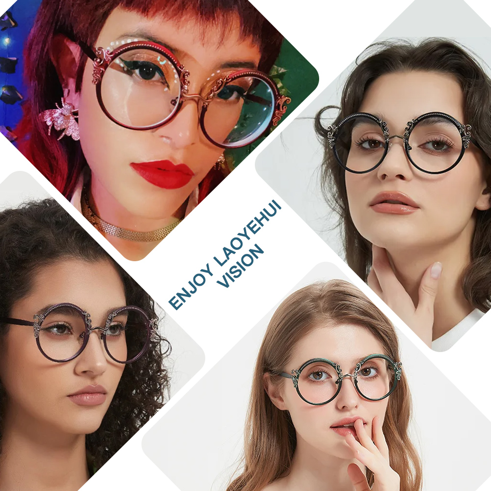 Montures de lunettes rondes rétro pour femmes, lunettes anti-lumière bleue, lunettes optiques, myopie, contrevenants, mode de luxe