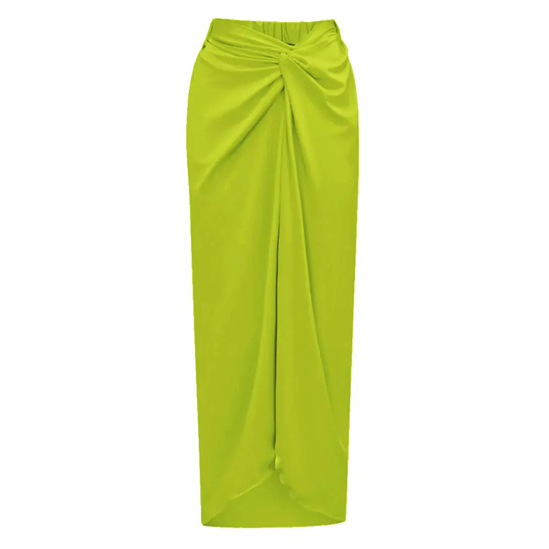 Mode solide robe de plage femmes décontracté élastique taille haute fente jupe longue été 2025 nouveaux vêtements de plage Spice Girl Bikini couvrir