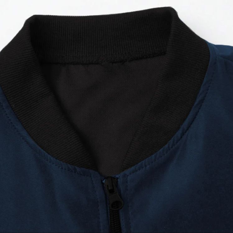 Veste légère unie pour hommes, haut à col montant pour sports de plein air et loisirs, veste de baseball avec fermeture éclair et ourlet élastique, coupe-vent, résistant à l'usure, tissu confortable et de haute qualité, adapté aux loisirs à domicile, vêtements de travail pour le travail, sports de plein air