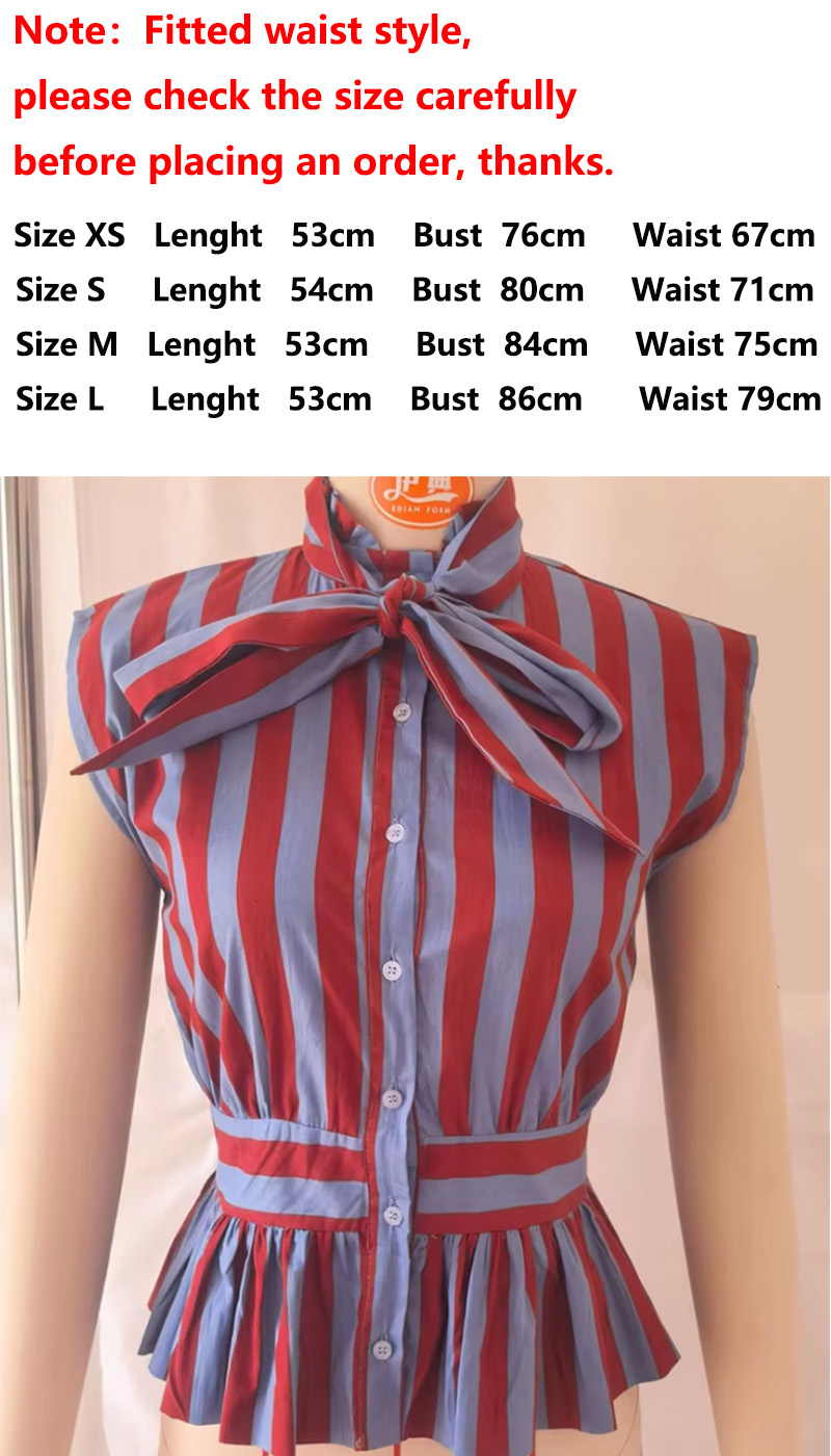 Chemisier Femme 2026 Nouvelle Collection Été – Chemise Rayée Sans Manches Ajustée à Nœud Papillon pour Femme – Élégance et Personnalité Chic