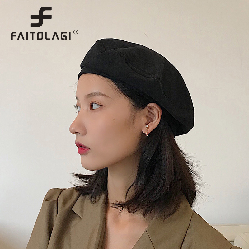 Bérets en coton pour femmes, casquette octogonale vintage française, streetwear d'artiste, chapeau de peintre élégant pour dame, bonnets solides pour fille, document de mode