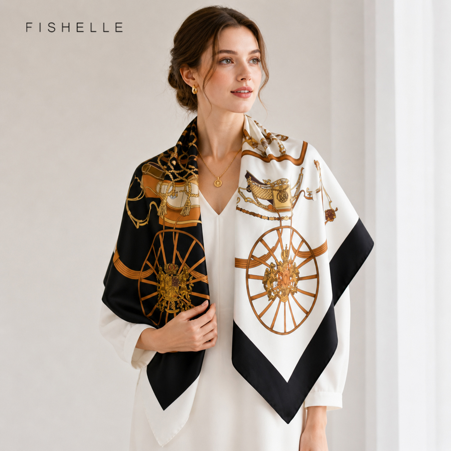 Écharpe de luxe en soie de mûrier 100% pour femme, foulard carré en twill 14MM, châle, bandana, 90x90CM, haute qualité