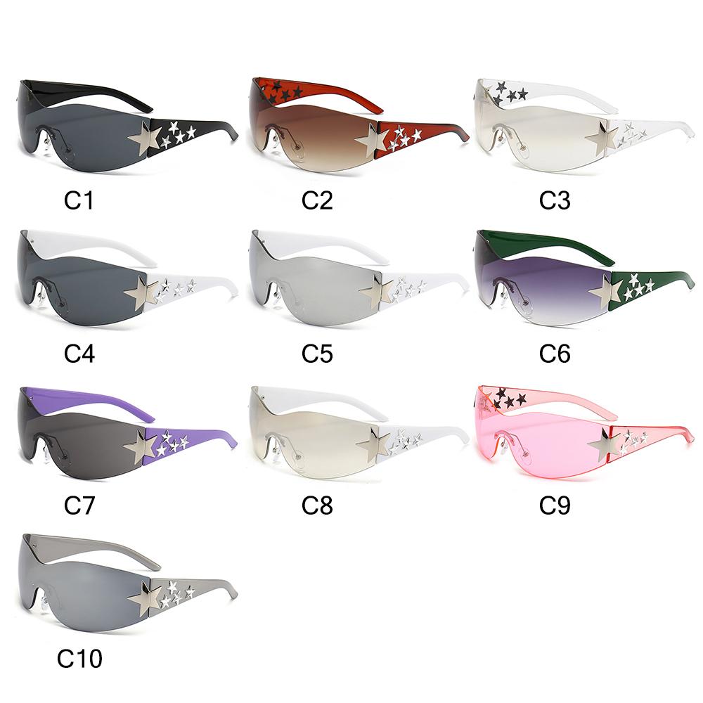 ChimCool-Lunettes de soleil noires pour femmes et hommes, lunettes d'été UV400, mode punk Y2K, décor d'étoiles, nuances, lunettes de voyage en plein air