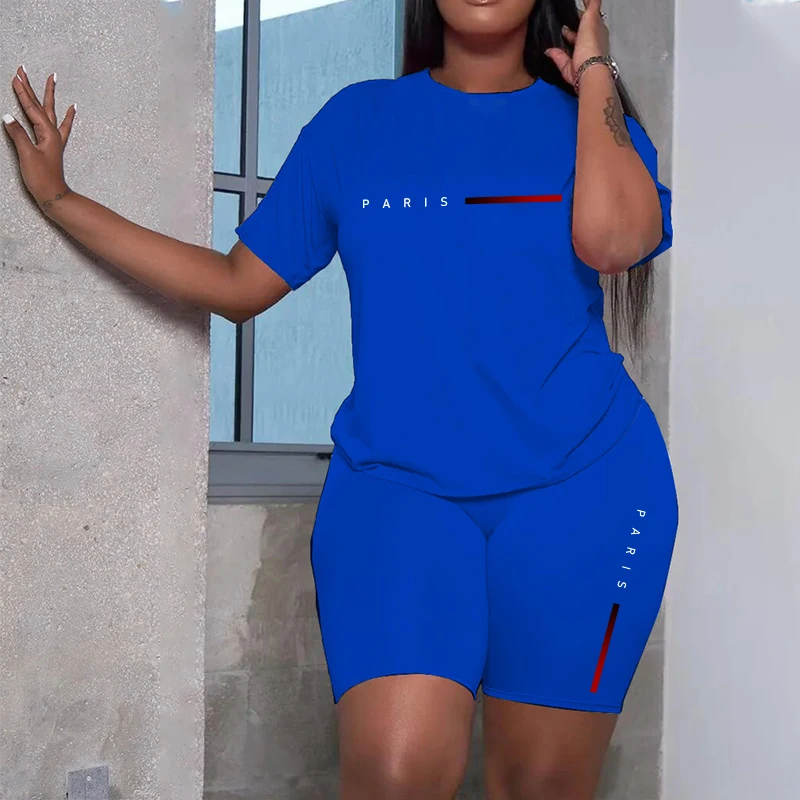 Ensemble de survêtement décontracté pour femme, collection été 2026, deux pièces, vente chaude, qualité tendance, t-shirts de sport à manches courtes et col rond, vêtements de tous les jours