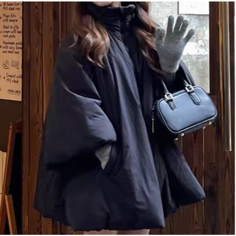 Écharpe Design Sense Niche a-ligne manteau ample rembourré en coton veste cape de sorcière, manteau à grand ourlet jupe mi-longue