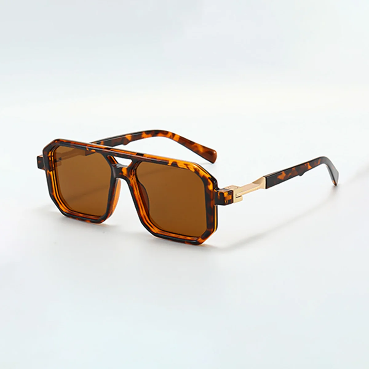 Lunettes géométriques pour femmes, lunettes à Double pont, lentilles colorées carrées épaisses de Style métal lourd, lunettes décoratives à la mode