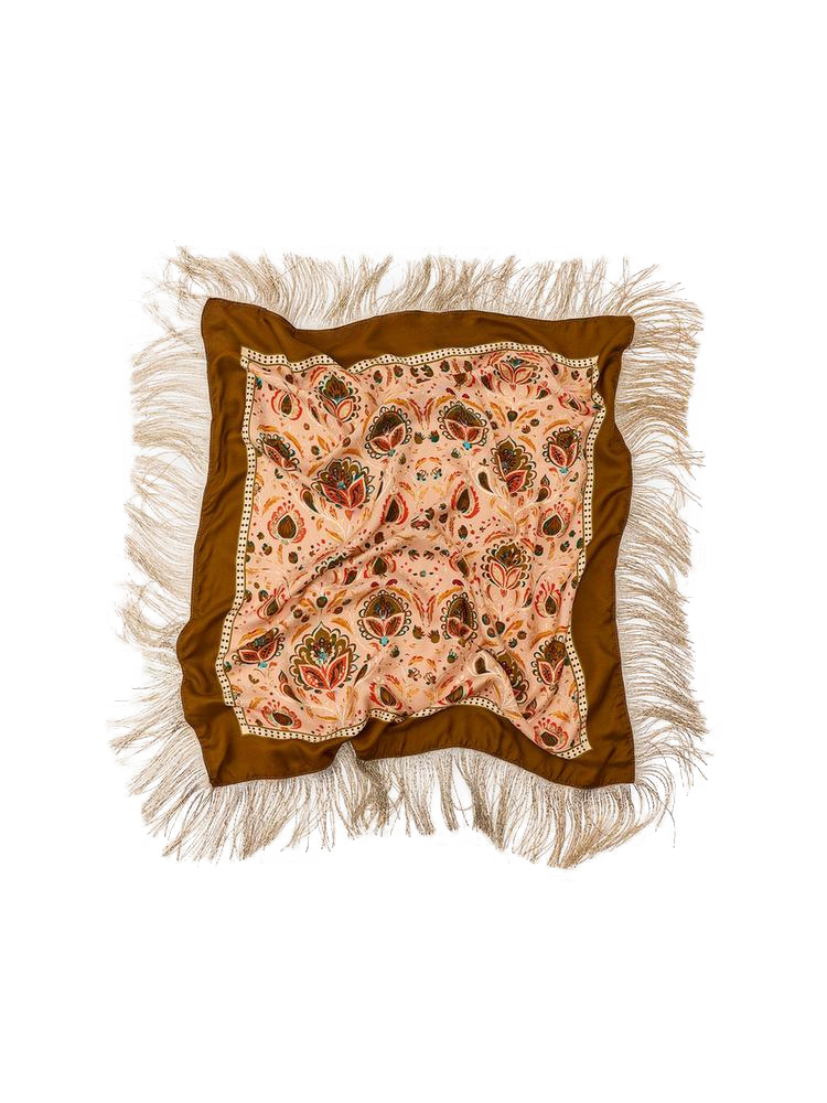 Nouveau Foulard Carré Imprimé Vintage à Pompons pour Femme, Châle Chic Patchwork, Accessoire de Taille, Mode 2026, Châles Polyvalents pour Femme