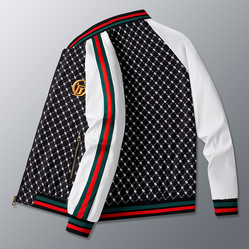 Veste pour homme à blocs de couleur, nouveau style printemps-automne, haut décontracté tendance à col baseball, haut polyvalent.