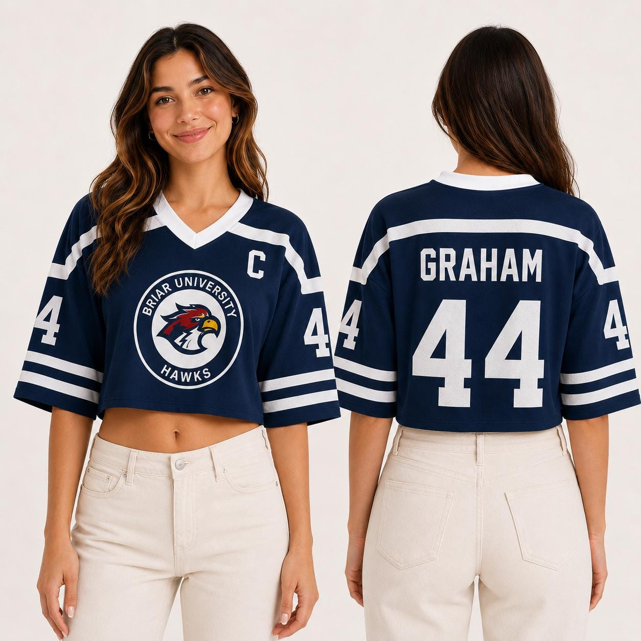 Maillot de hockey Hot Briar University Hawks Crop Jersey Graham 44, Maillot de hockey Romance Jersey Off Campus Bookish Apparel Logan Di Laurentis 66 Tucker