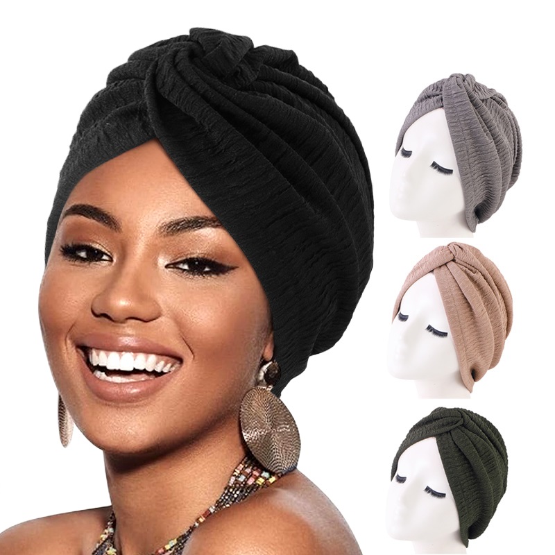 Bonnet de chimio élastique pour femmes, Turban à nœud torsadé, Hijab, couvre-chef, accessoires contre la perte de cheveux