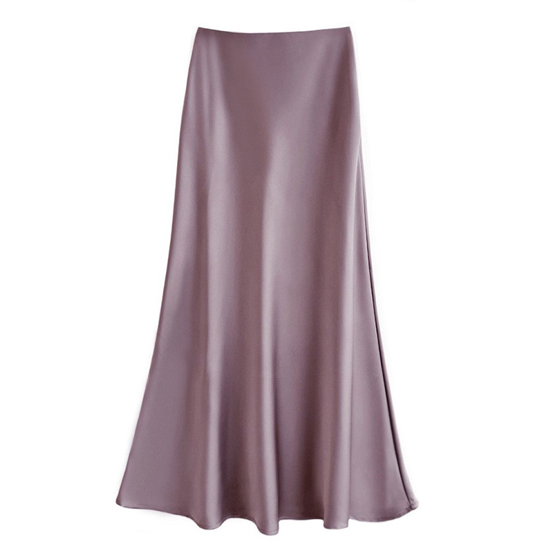 Jupe en Satin pour femmes, jupe mi-longue trapèze, fluide, moulante, taille haute, queue de poisson, printemps-automne