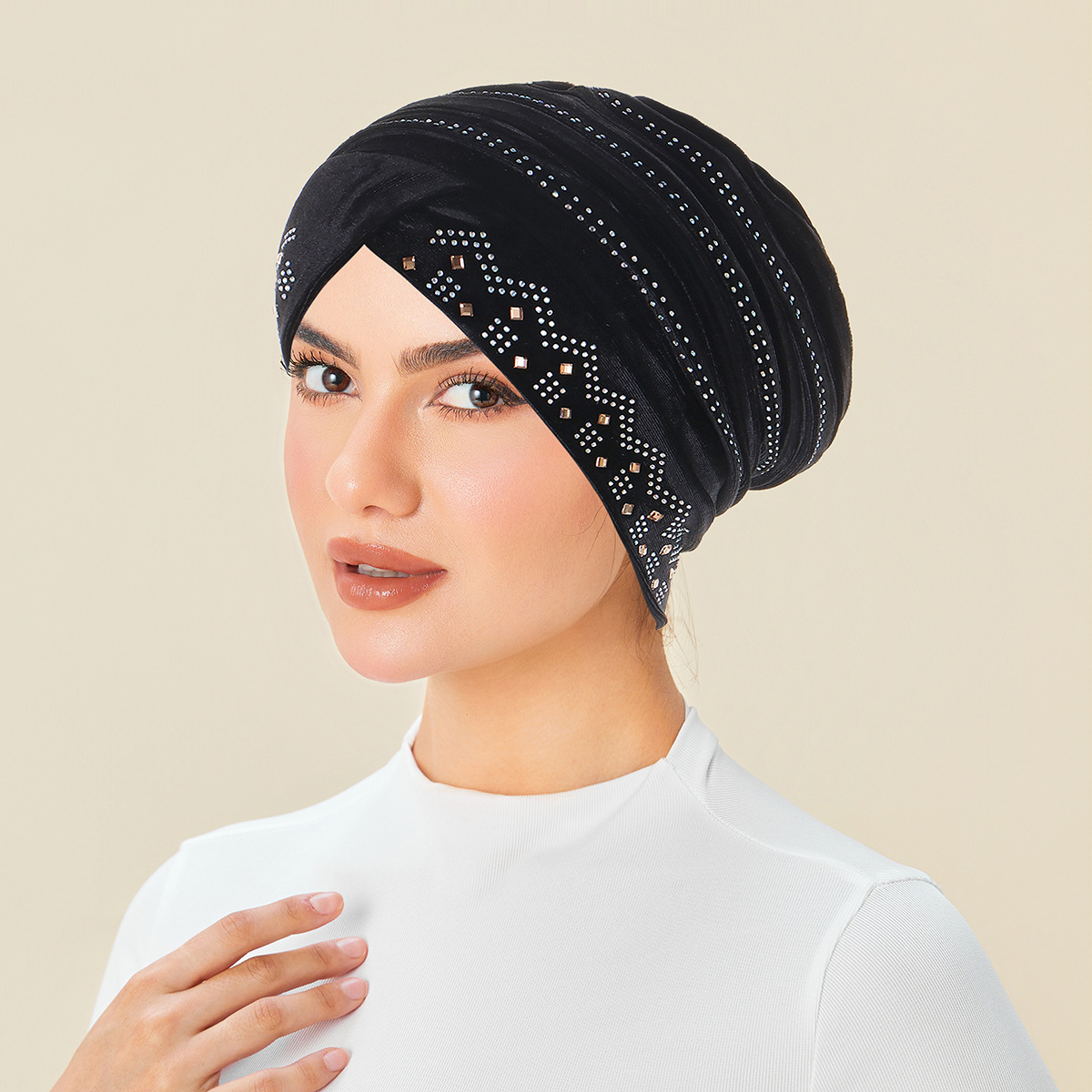 Chapeau Turban brillant de luxe pour femmes, bonnet à strass, casquette de chimio, foulard musulman, enveloppe de cheveux, couvre-chef Bandana