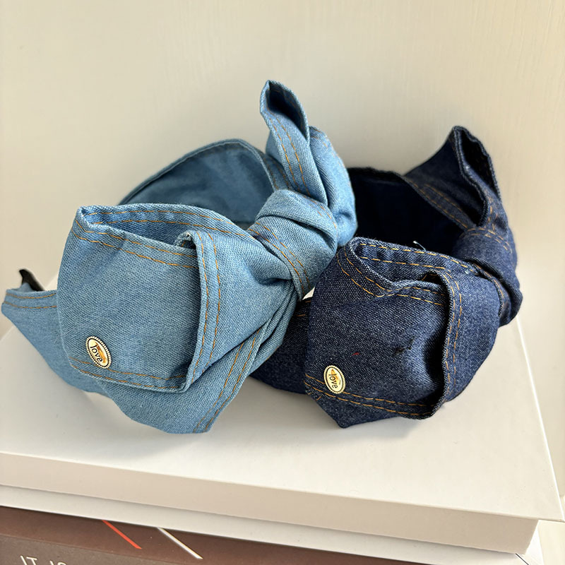Serre-tête en tissu noué simple et élégant, large et antidérapant, avec nœud, accessoires de cheveux pour femmes, style luxe léger