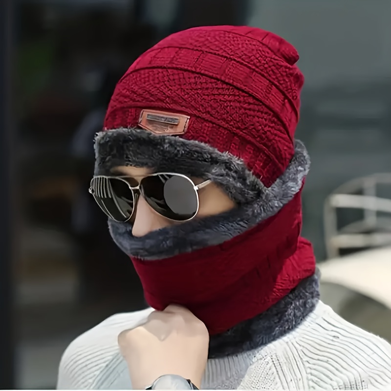 Chapeau et écharpe d'hiver en tissu épais, 2 pièces, coupe-vent, chaud et élégant pour les activités de plein air, idée cadeau parfaite