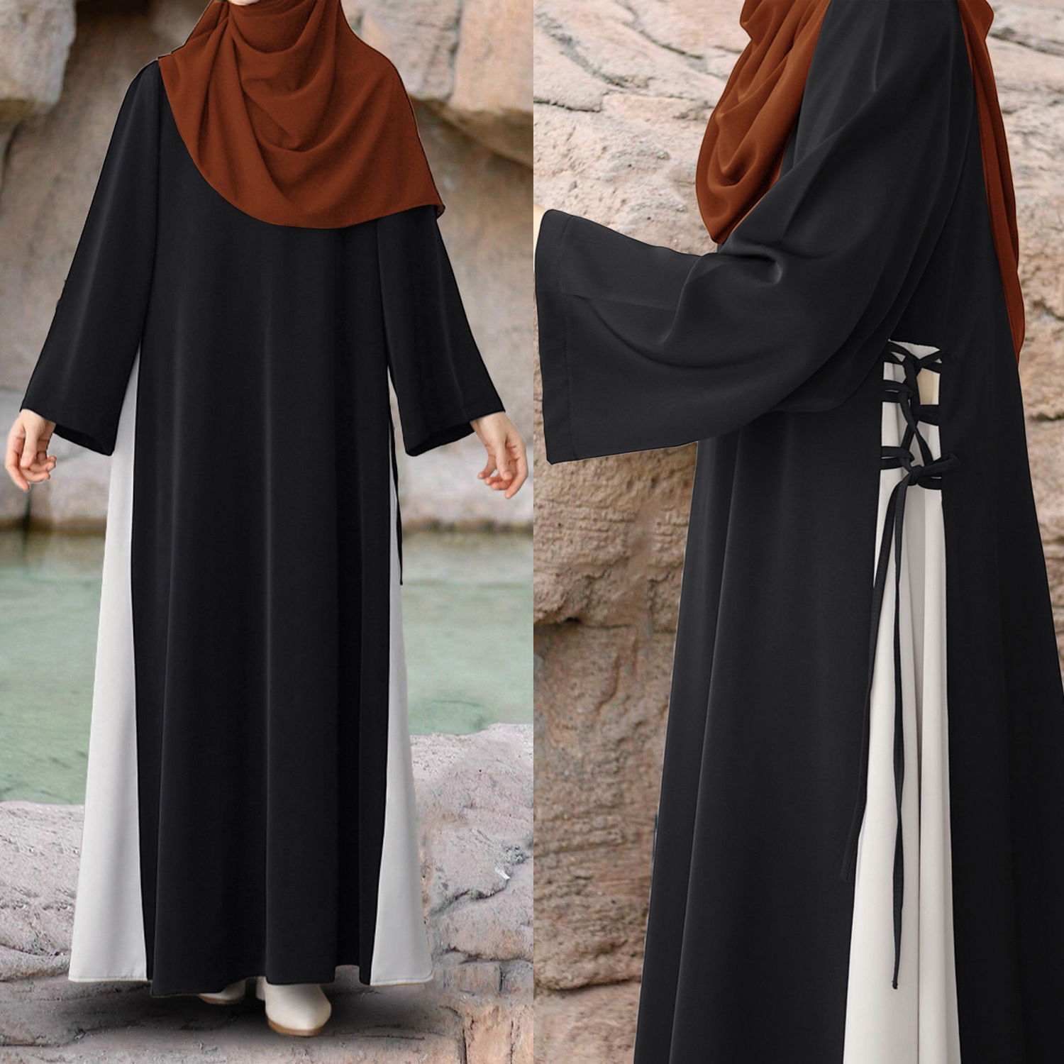 Robe Longue Modeste pour Femme Musulmane, Patchwork de Proximité, Wstring Arabe, Jalabiya Éducatif, Dubaï, Abayas Saoudiennes, Maroc, Eid Ramadan