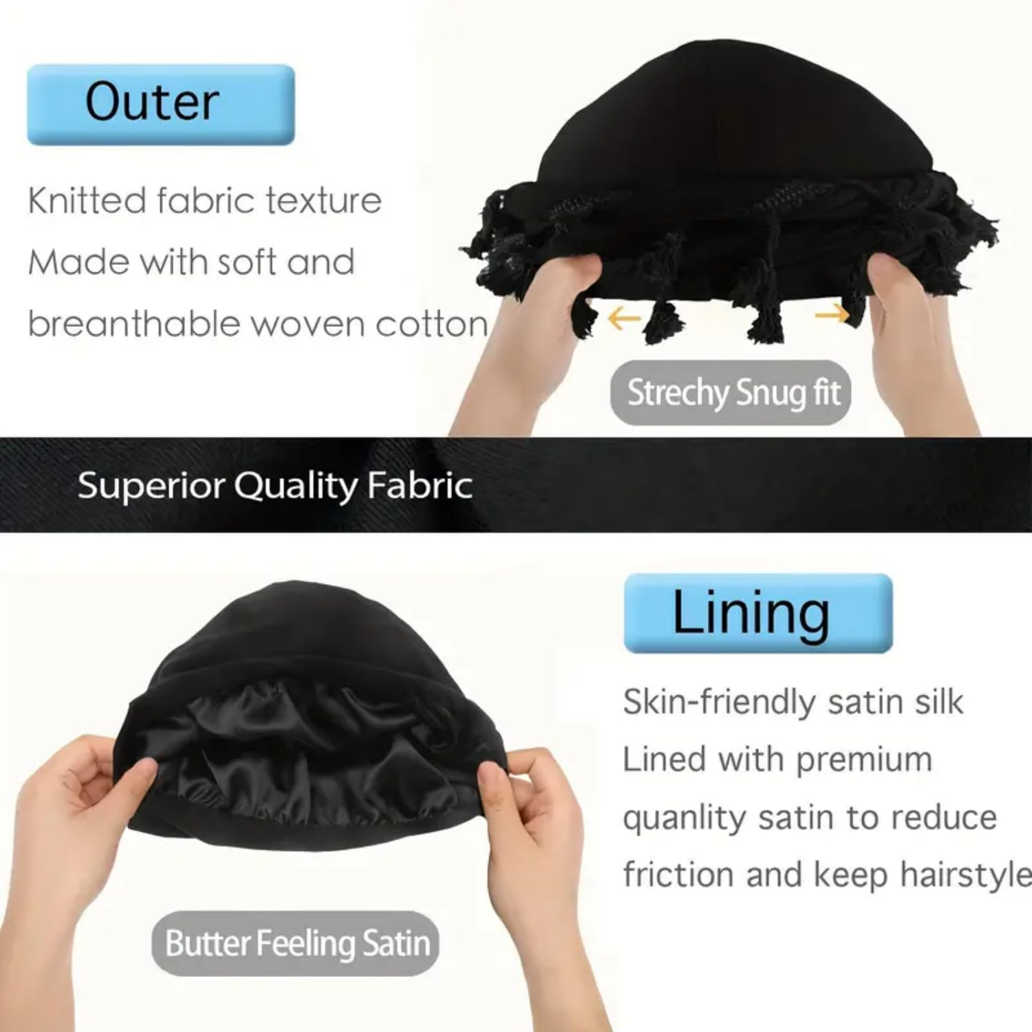 Automne hiver Turban pour hommes rue Vintage torsion bandeau Durag Satin doublé Halo Turban pour femmes Modal et Satin écharpe cravate