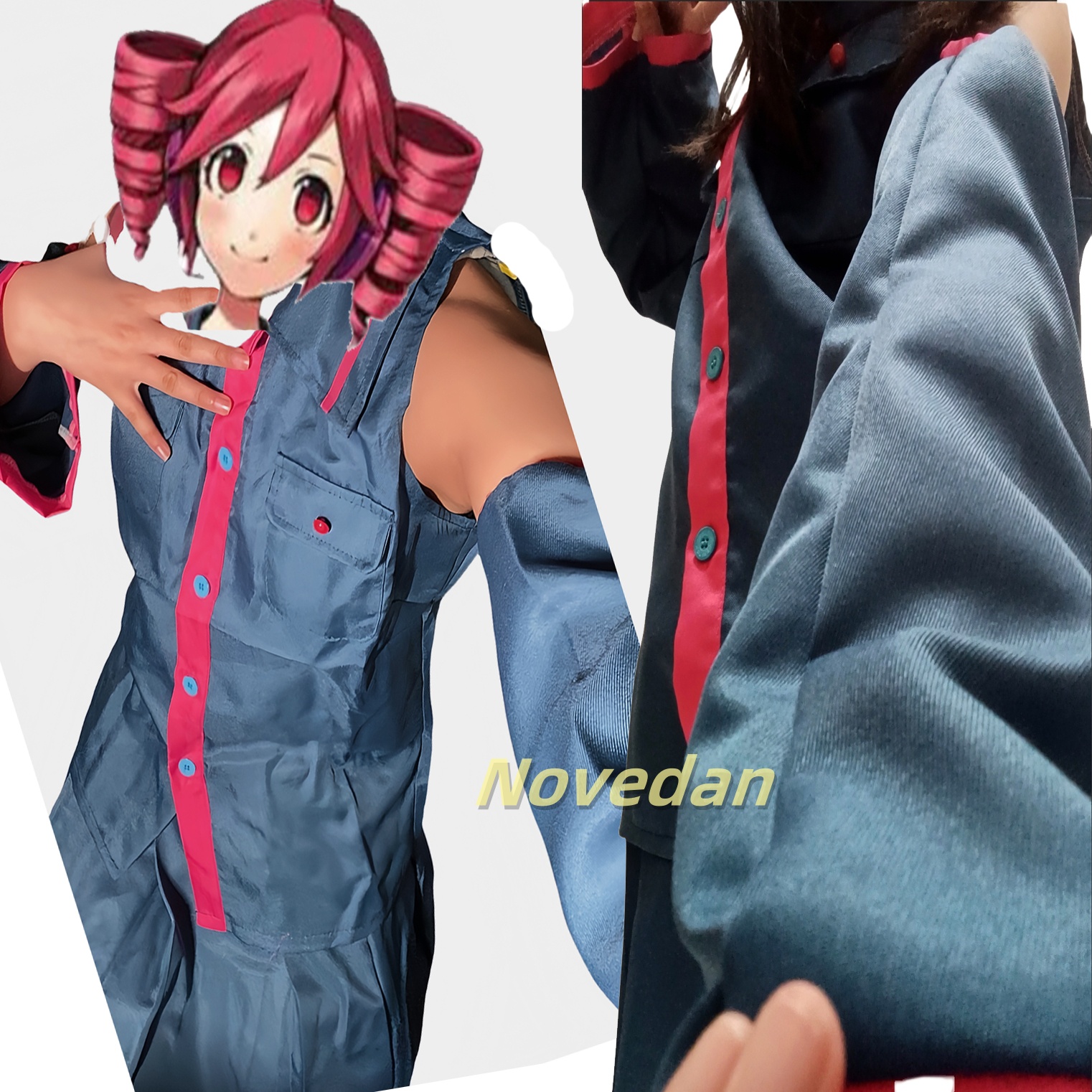 Costume de Cosplay Anime Miku Kasane Teto pour femmes et hommes, uniforme bleu, robe UTAU Vtuber, Costume d'halloween, accessoires de perruque