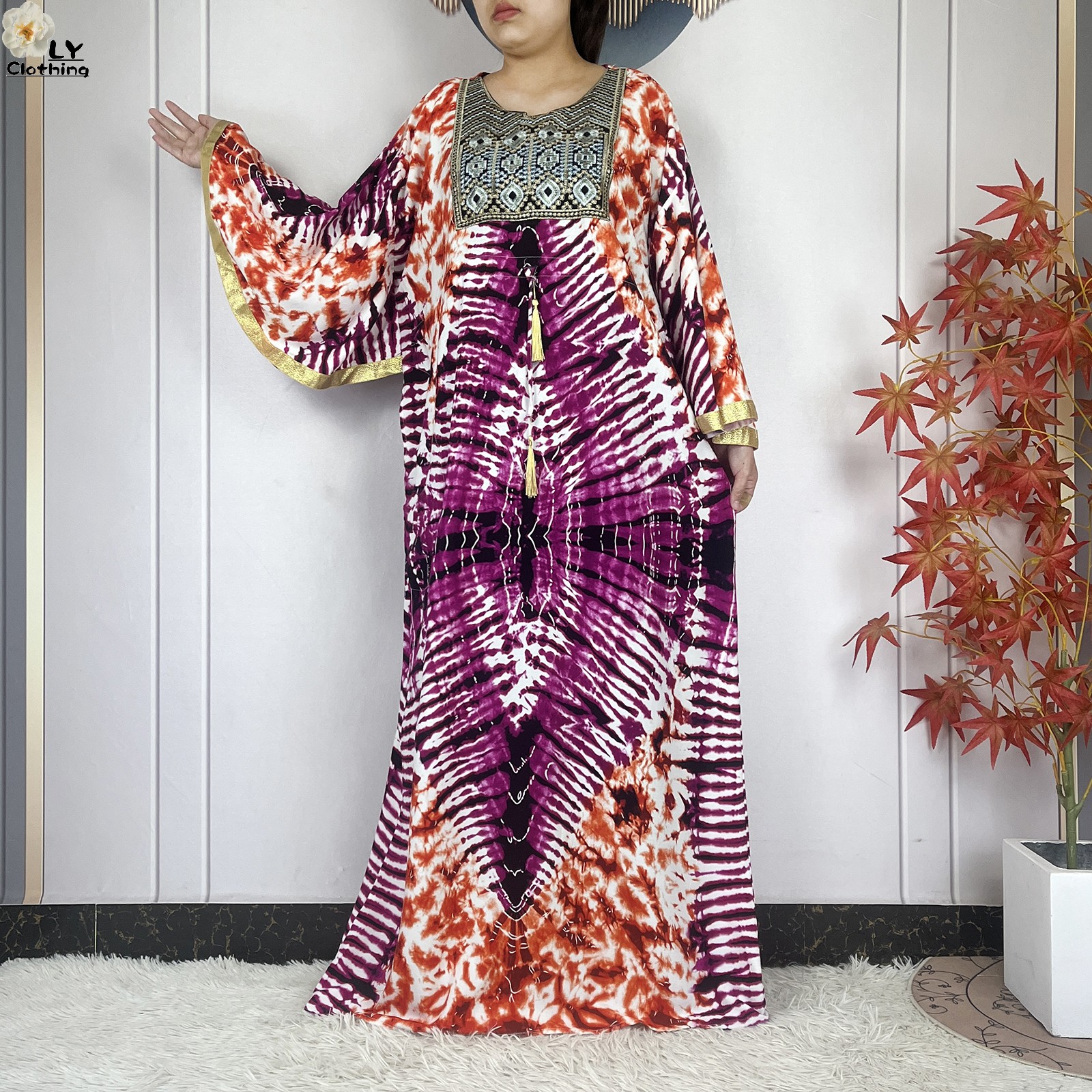 Abaya – Robe musulmane pour femmes, manches chauve-souris, ample, en pur coton, teinture par nouage, Kaftan de dubaï, Maxi, vêtements africains Vintage, nouvelle collection