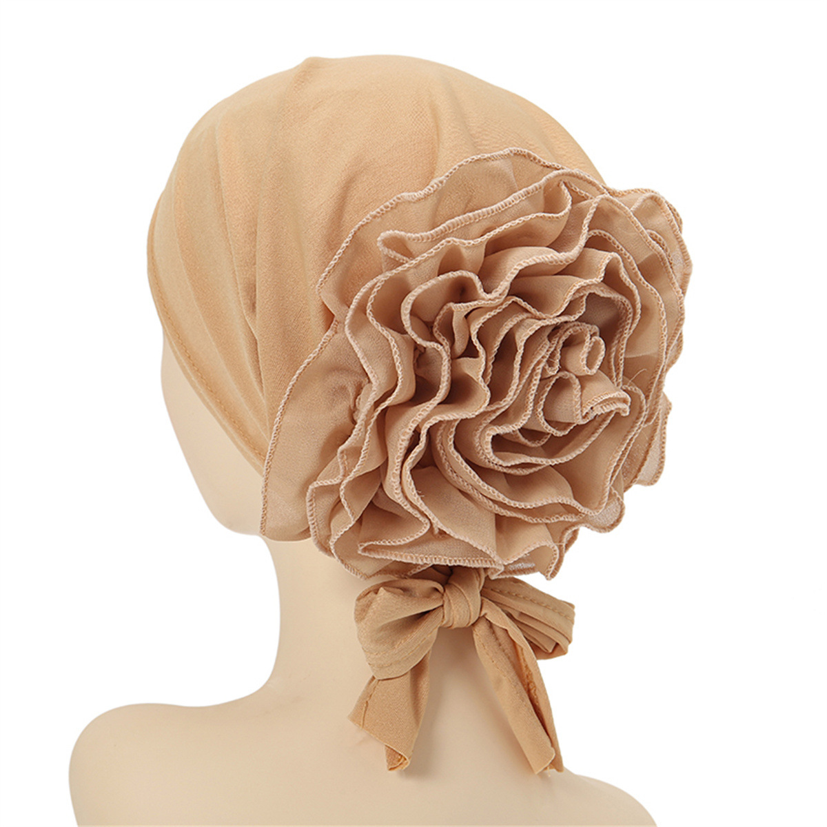 Turban en mousseline de soie pour femmes, Hijabs à la mode, décor de fleurs, vêtements de sauna, foulard islamique, casquette, document solide