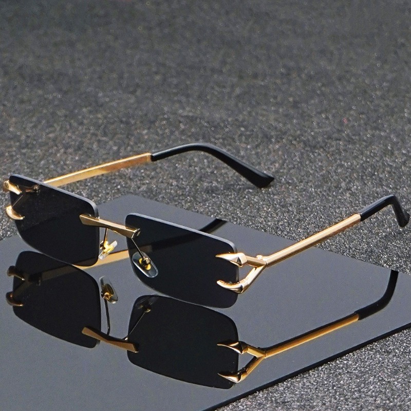 Lunettes carrées décontractées sans cadre en métal pour hommes et femmes, accessoires décoratifs légers pour les activités décontractées
