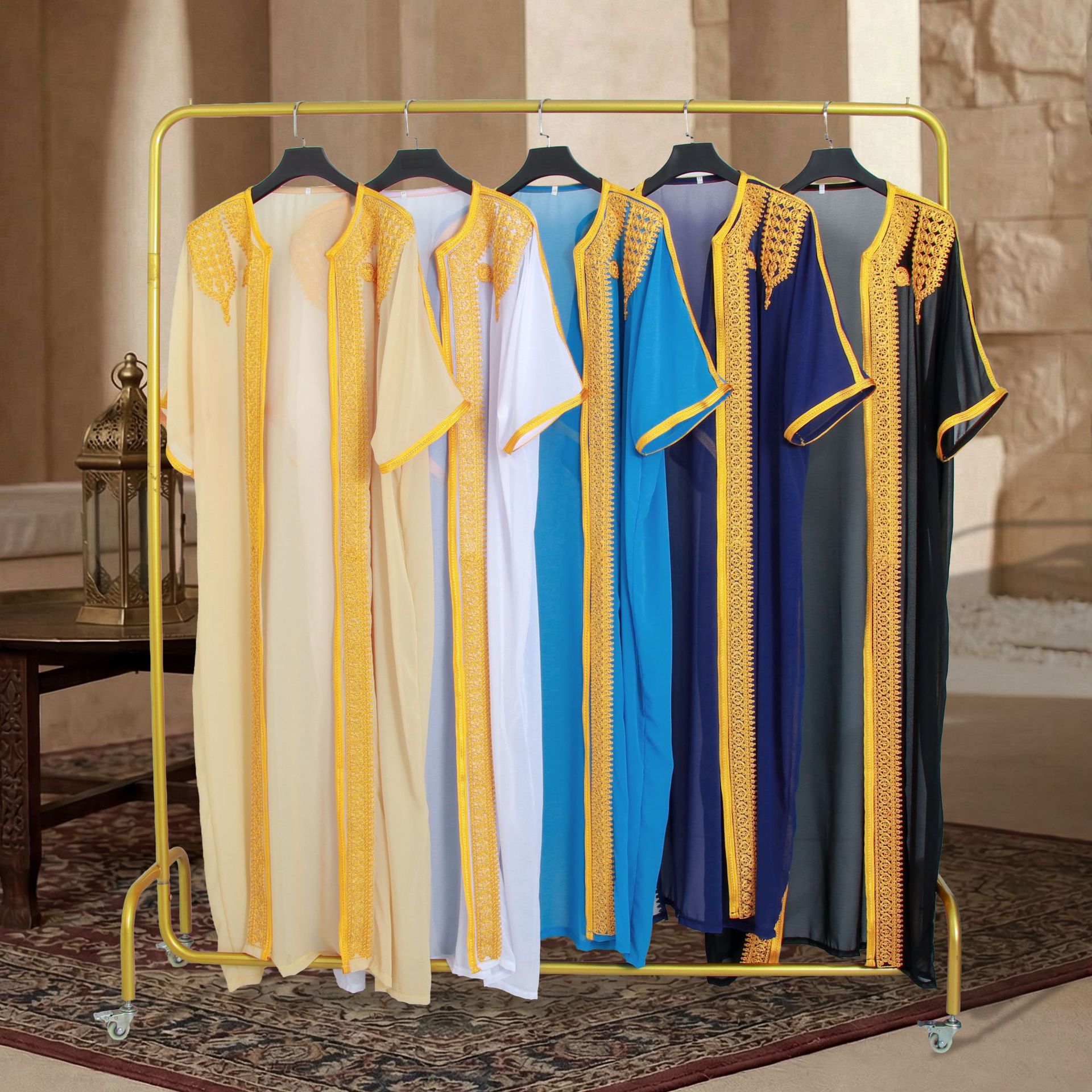 Robe d'Eid pour homme, Jubba, Thobe, Abaya ouverte, Dishdasha, Cardigan islamique brodé, Abayas, Kaftan de prière musulman pour homme, style Dubaï, Ramadan, Maroc