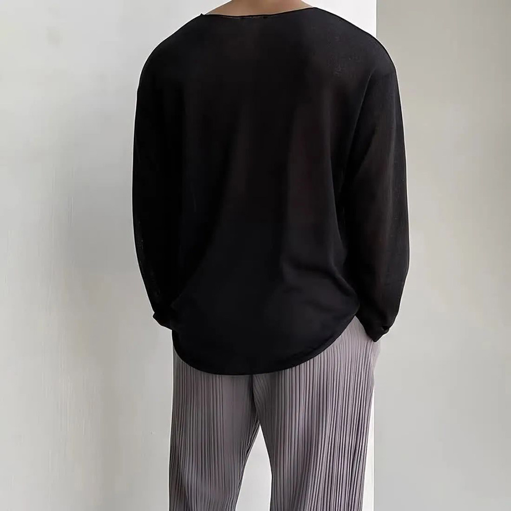 T-Shirt à manches longues pour hommes, basique et décontracté, couleur Pure quotidienne, assorti avec tout, Simple et fin, vêtements pour hommes, printemps et automne