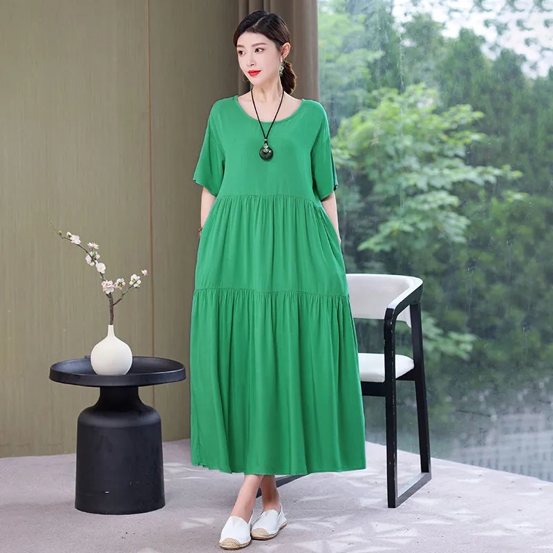 Injfur s-Robe longue en coton à imprimé floral pour femmes, grande taille 6XL, vêtements pour mères, robes maxi décontractées coréennes, été, nouveau