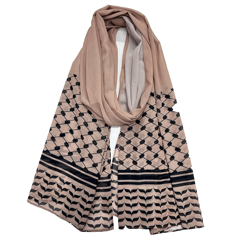Nouveau Kuffiyeh imprime mousseline de soie Hijab écharpe respirant doux grande taille mode avant foulards foulard musulman Hijabs châle Ramadan