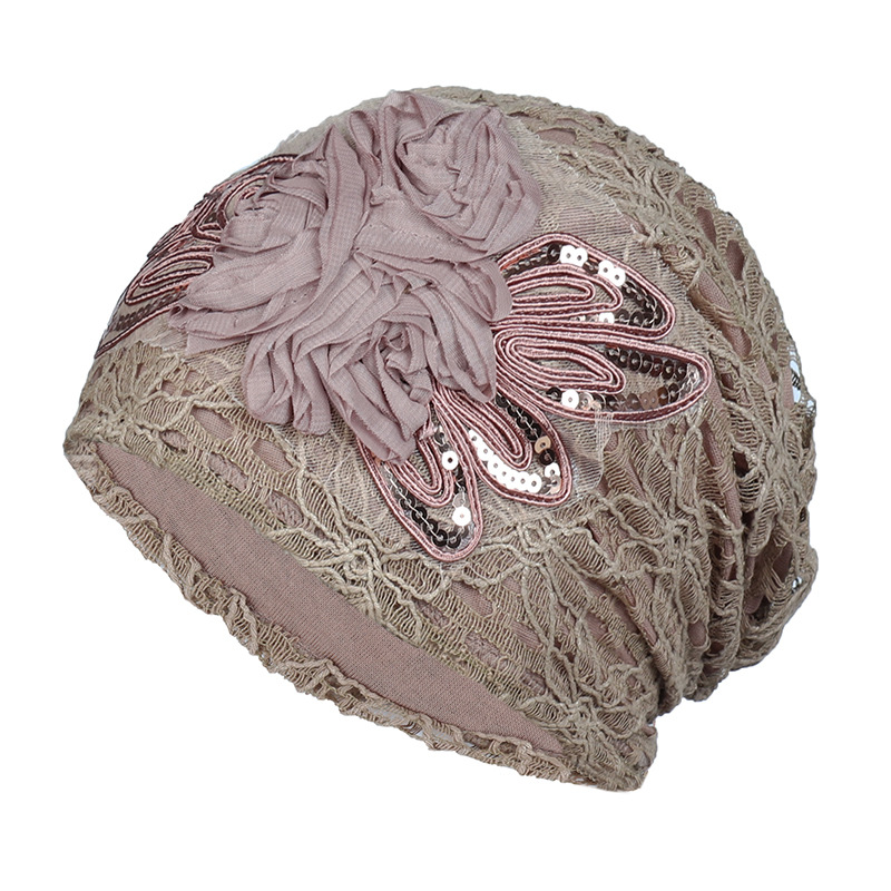 Femmes élégantes paillettes dentelle Turban casquette fleurs musulman chapeaux chapeau femme bandeau dames foulard Bonnet Turbante Mejur