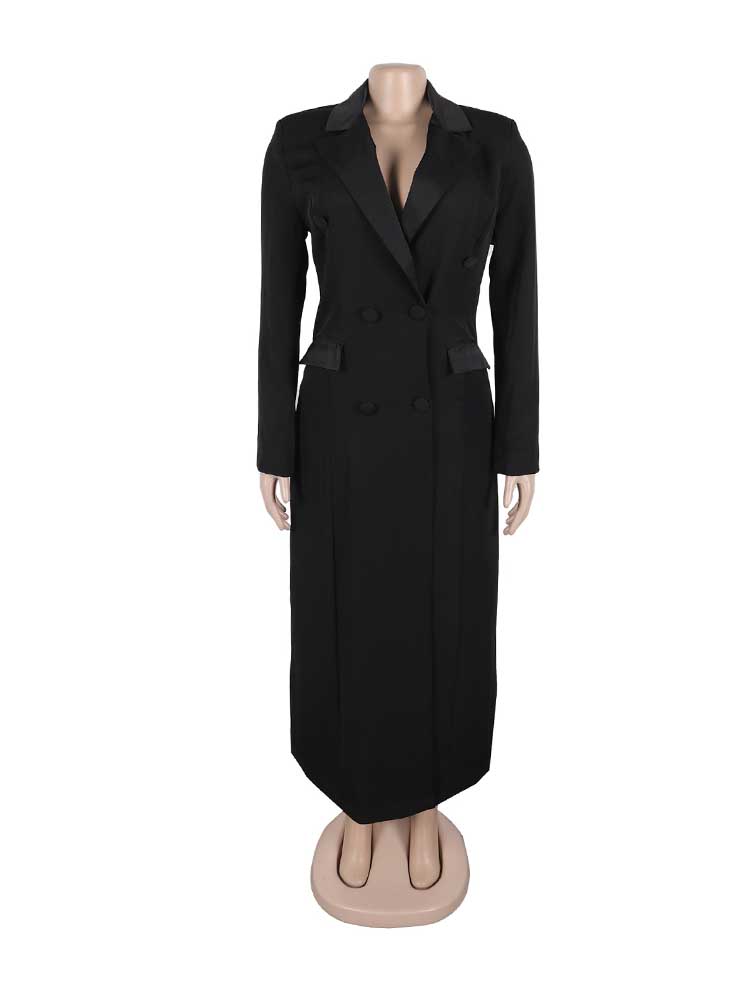 Robe noire à manches longues pour femme, vêtement d'automne et d'hiver, Blazer amincissant à la taille, élégante, courbe, robes de soirée formelles
