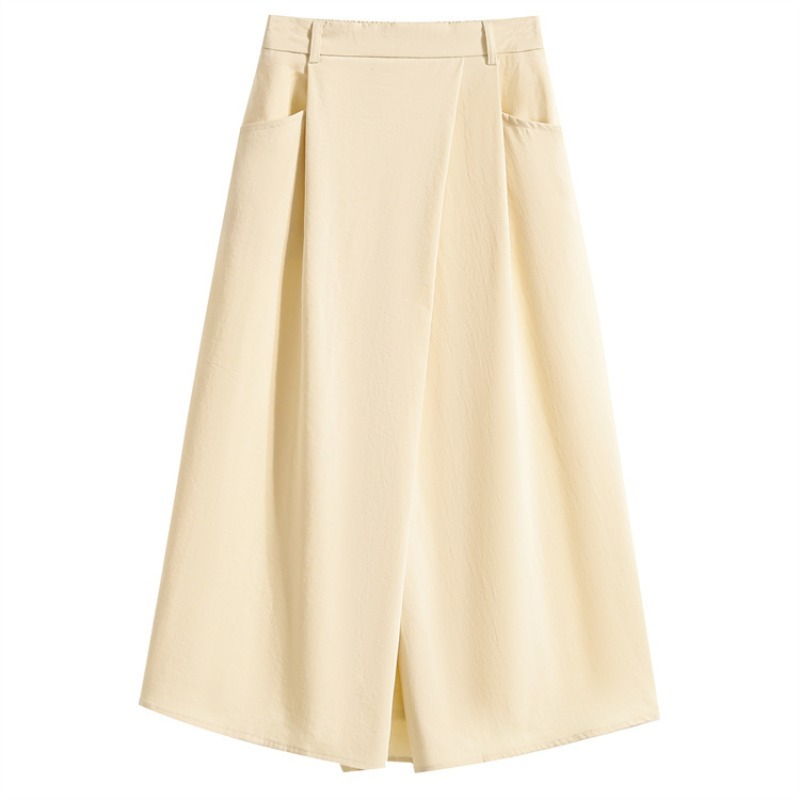 Été femmes grande taille jupe 2026 nouvelle taille haute irrégulière mi-longue jupe femme taille élastique une ligne plissée grande taille jupes