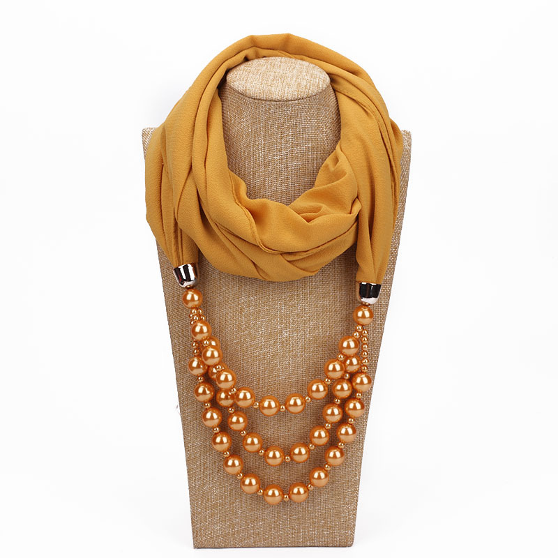 Châle Hijabs avec Pendentif pour Femme, Collier, Écharpe, Solide, Document, Bijoux, Étole, Voyage à la Plage, Accessoires