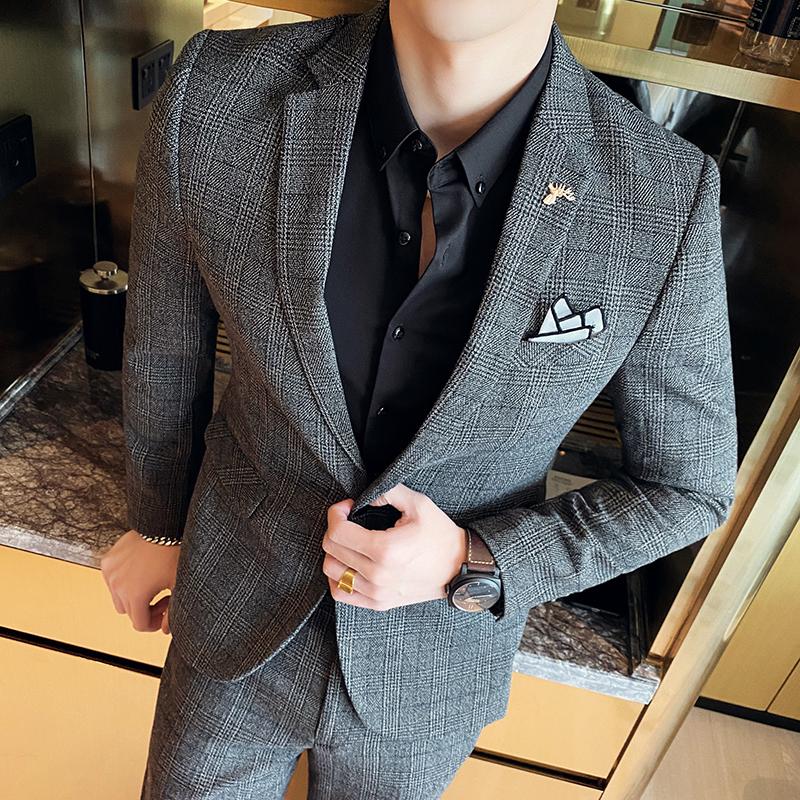 Costume d'affaires coupe cintrée pour hommes, ensemble deux pièces de haute qualité, Boutique de mode, beau Banquet tendance, pantalon quatre saisons inclus