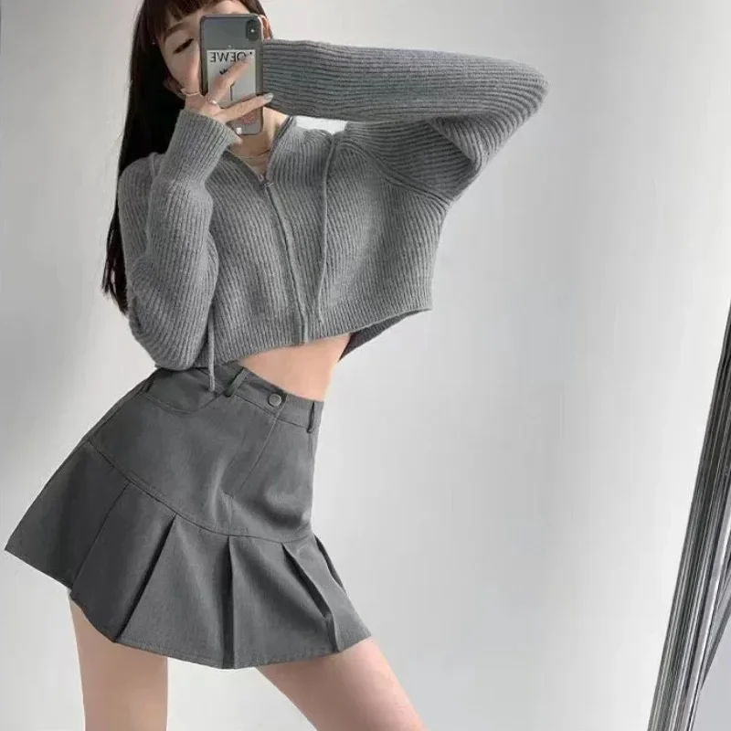 Jupes minimalistes plissées A-Line pour femmes, style preppy, chic, all-match, décontracté, taille haute, ins, monochromatique, streetwear, été, Harajuku, Y2k