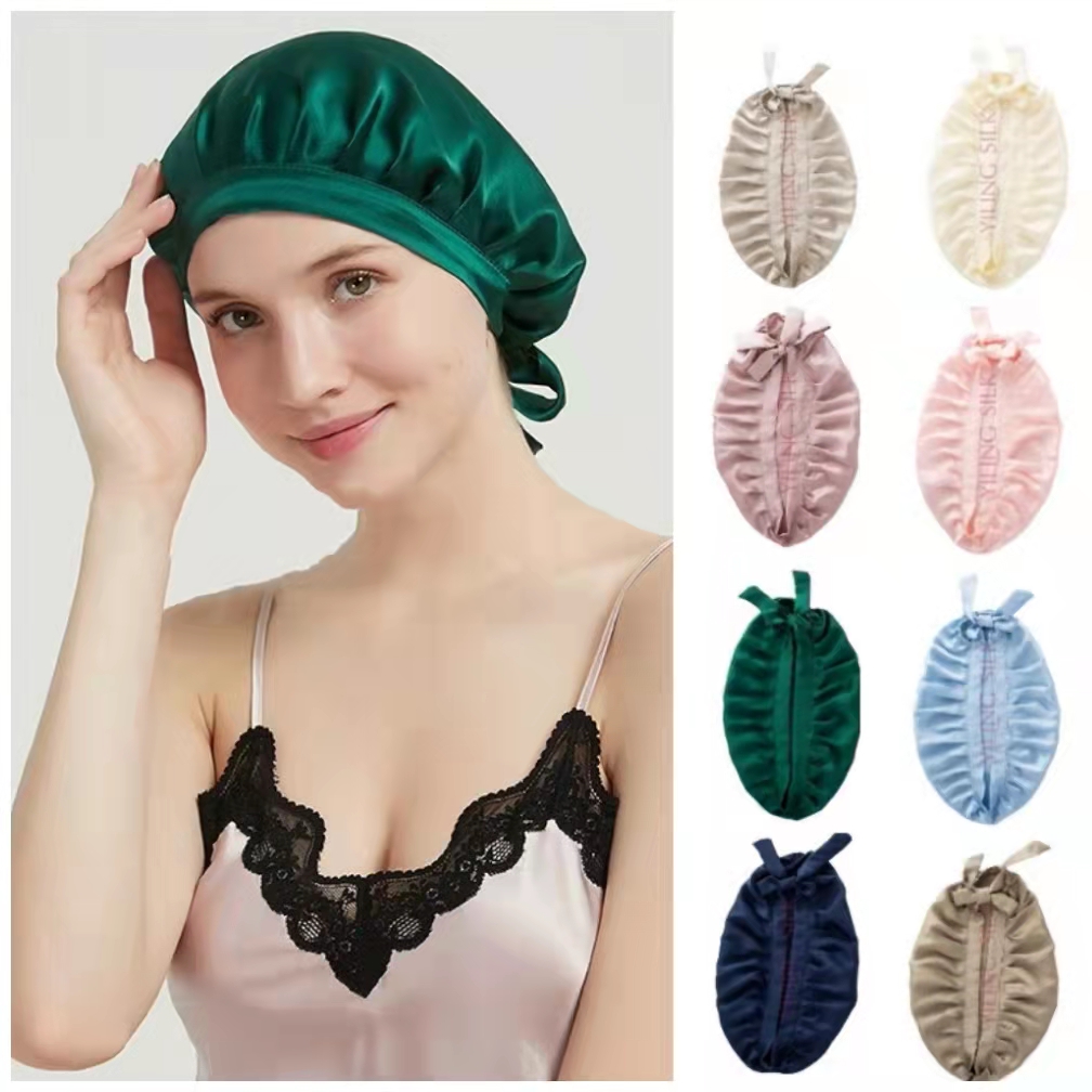 Bonnets en soie Pure pour femmes, Bonnet de couchage de styliste, 19 mamans, en soie de mûrier, Turban, chapeaux de luxe, en soie naturelle, casquette de nuit