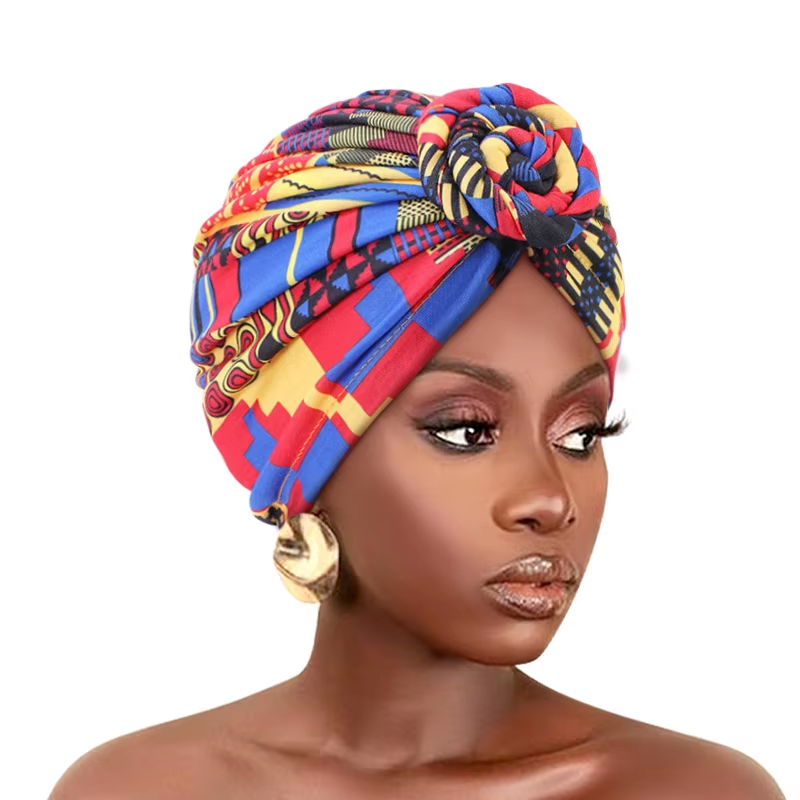 Turban à nœud africain tendance, bonnet Floral pré-noué, nœud avant élastique, enveloppe de tête élégante pour femmes, casquette de chimio, Bandana, couvre-chef, nouvelle collection