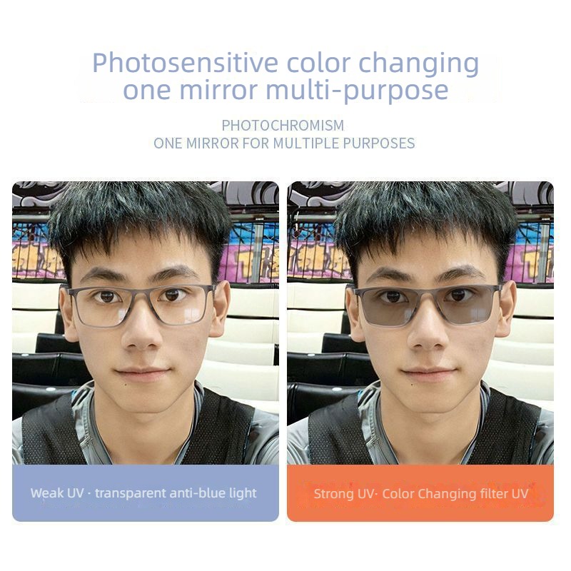 Lunettes de lecture photochromiques à blocs de couleur tendance pour hommes et femmes, lunettes de sport rectangulaires à changement de couleur