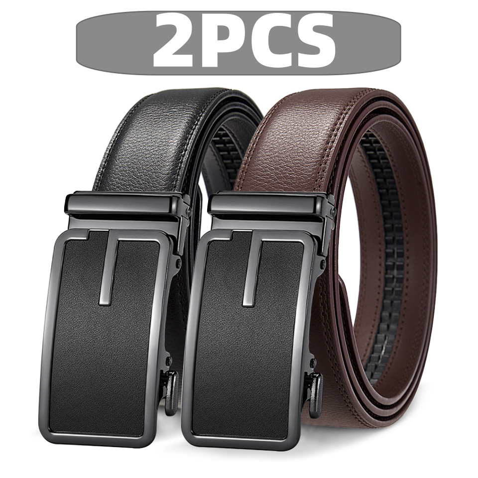 Ceinture à boucle automatique de luxe pour hommes, cuir véritable de haute qualité, ceinture de mode décontractée et professionnelle, noire et marron, découpable