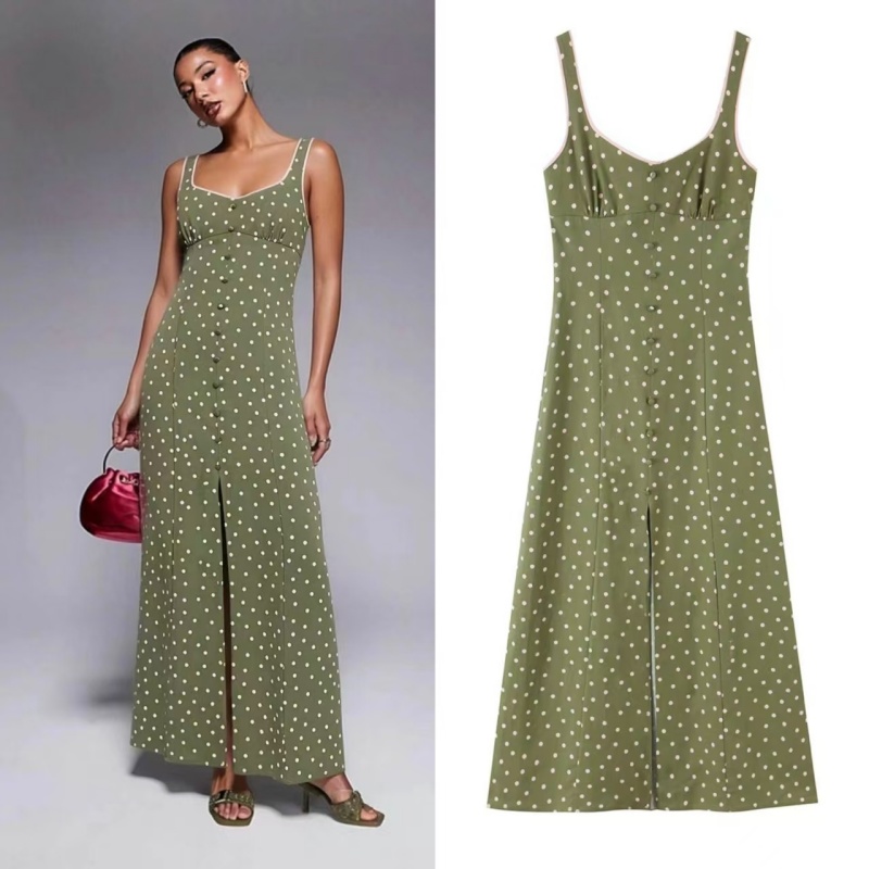 Robe pour femme 2026 Nouvelle tendance mode été Robe midi en lin mélangé à pois