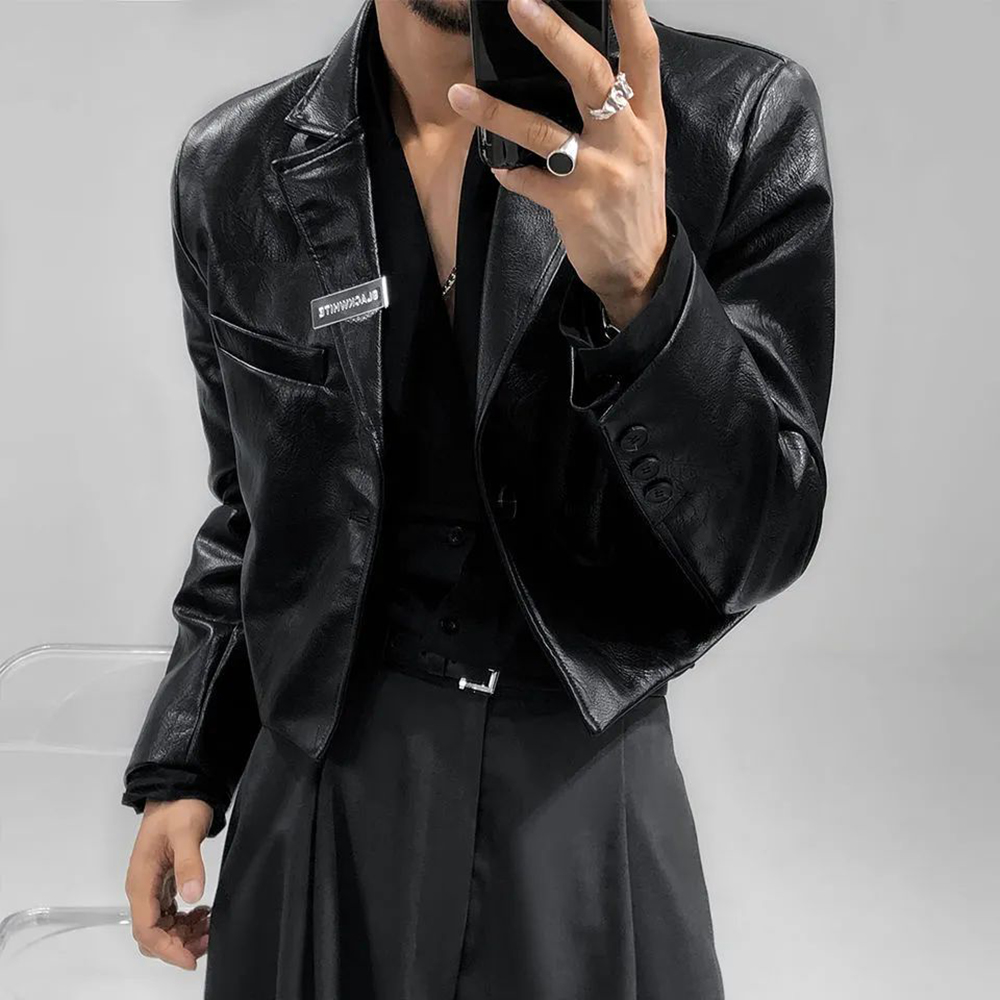 Hommes automne et hiver élégant britannique décontracté rue en cuir vêtements unisexe courte veste en cuir veste hommes à manches longues costume