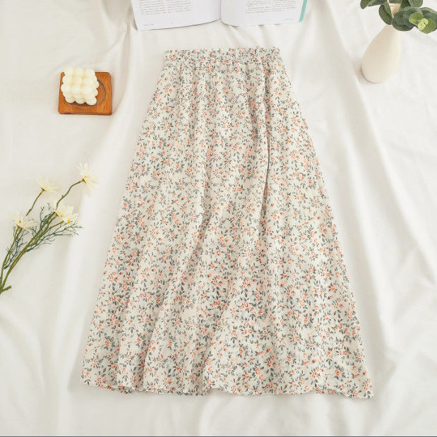 Femme jupe 2025 été nouveau coréen Ins mode tempérament doux Vintage Floral mince polyvalent taille haute femme jupe