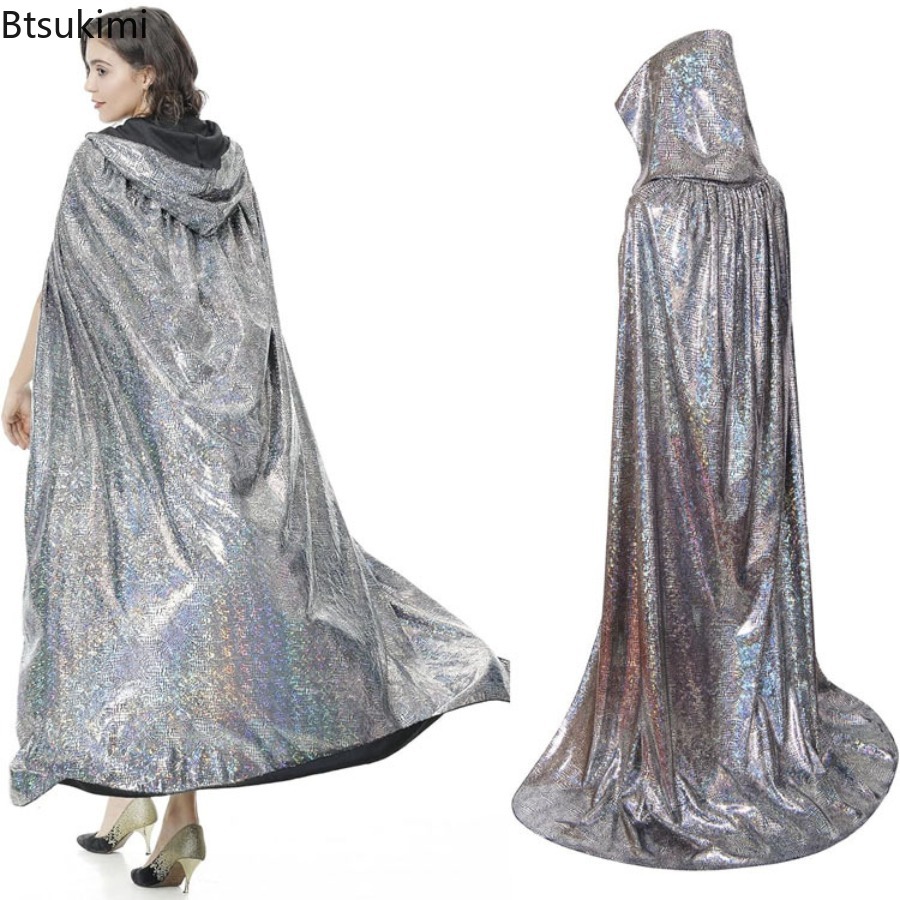 Cape à capuche Cosplay médiévale longue Cape Halloween fête femmes hommes adulte Mage de la mort sorcellerie Wicca Robe dissimuler Robe reconstitution