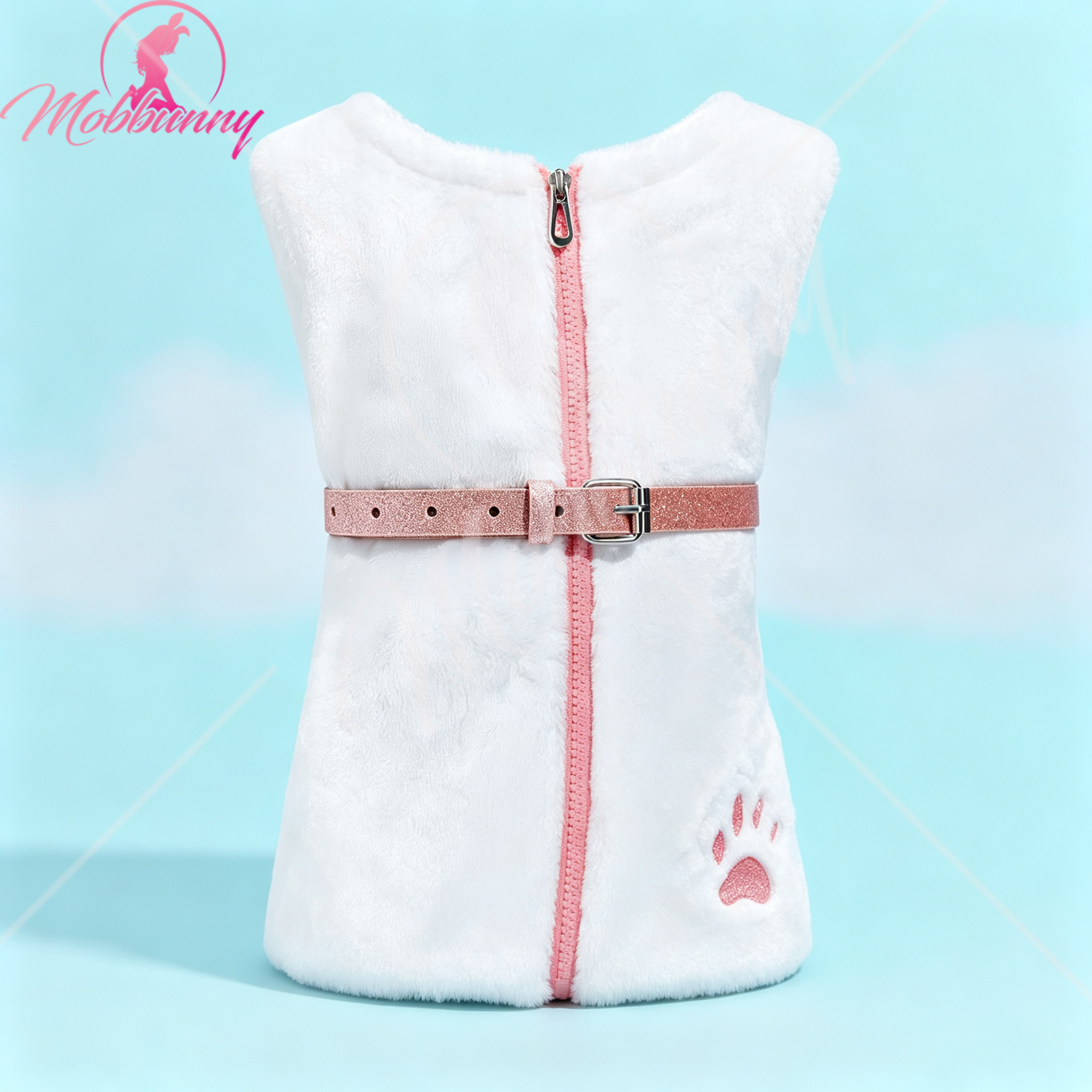 Mobbunny PM dérivé Sexy moelleux à capuche body profond V Kawaii une pièce barboteuse avec tour de cou et chaussettes Costume de Cosplay