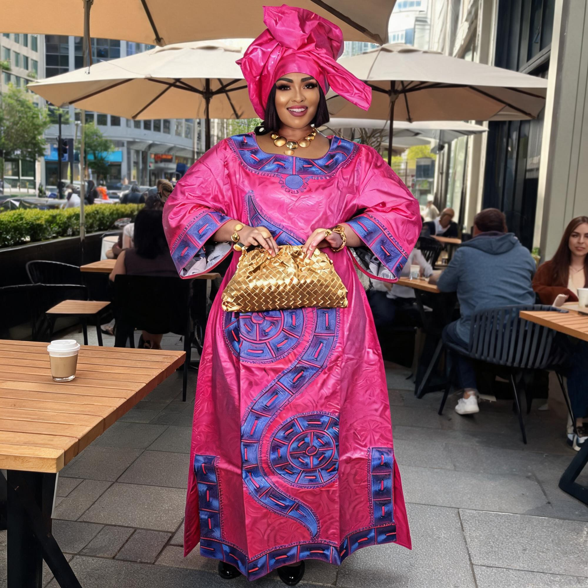 Robes africaines pour femmes grande taille, robe longue en bazin riche avec broderie et écharpe