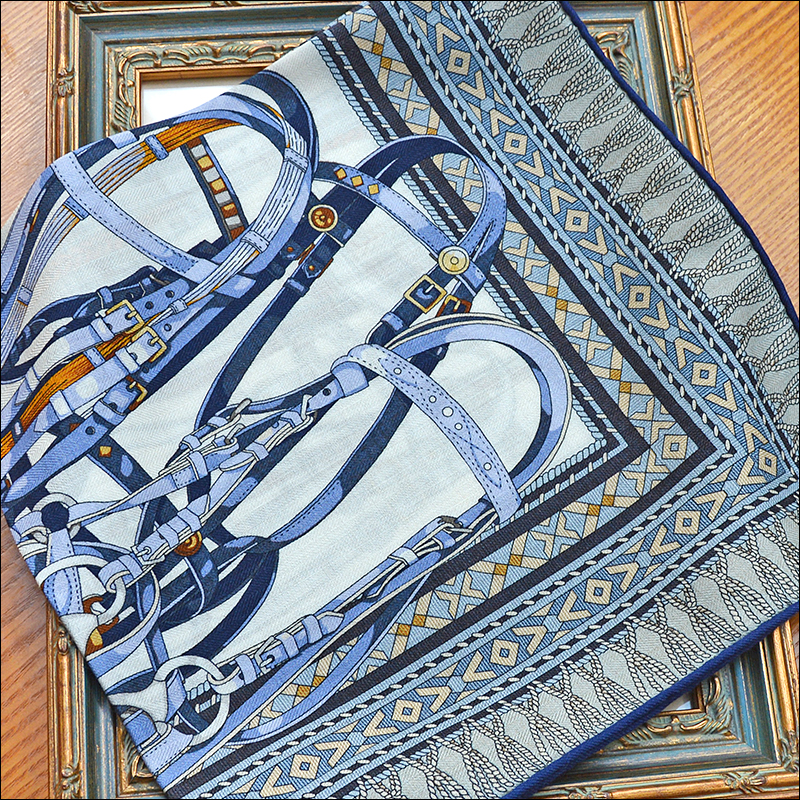 Écharpe d'automne en laine de soie avec motif à chevrons, accessoire multifonctionnel de loisirs double face double couleur "65F0015"