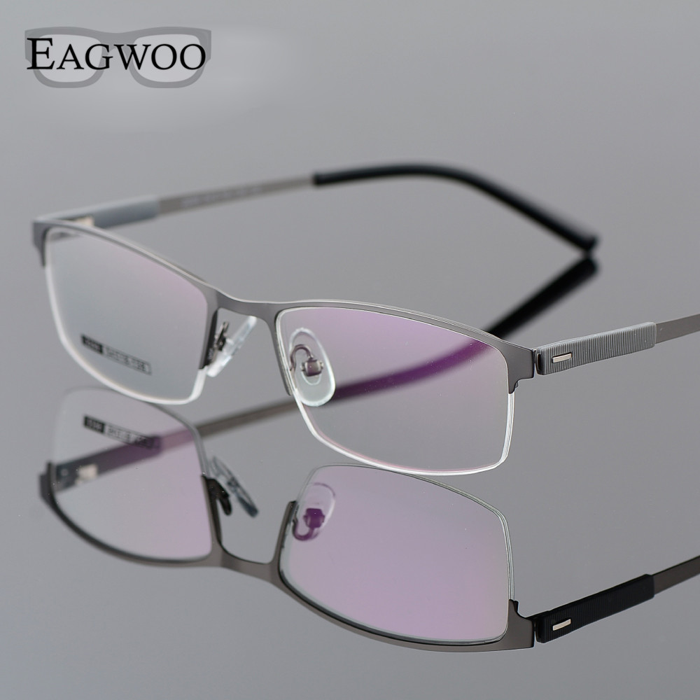 EAGWOO affaires lunettes cadre demi jante lunettes optiques hommes lunettes or cadre lunettes pour myopie lecture printemps Temple 2299