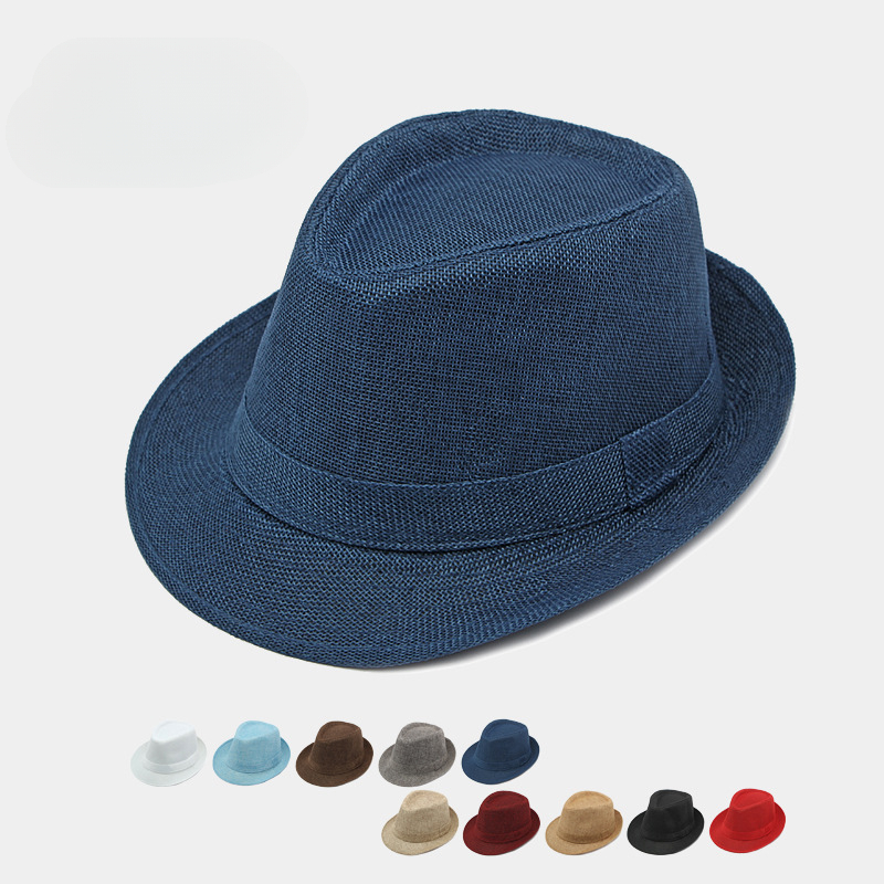 Chapeau de plage en lin rétro Jazz pour hommes et femmes, protection solaire extérieure, chapeau haut de forme décontracté, printemps et été