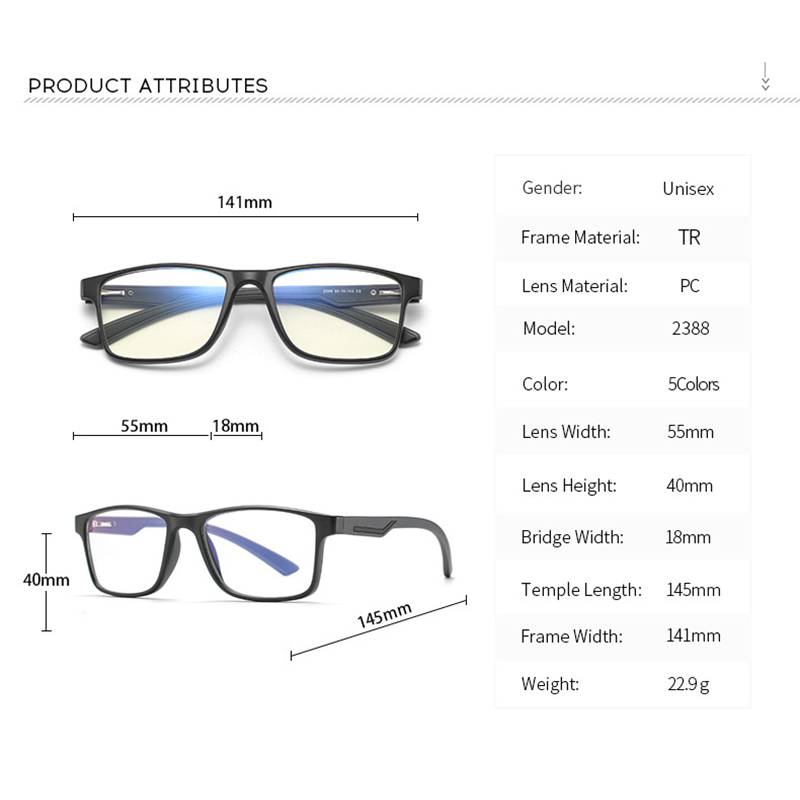 Monture de lunettes carrée Reven2388 TR90 pour hommes et femmes, monture de lunettes de vue vintage, lunettes optiques pour myopie, lunettes anti-lumière bleue