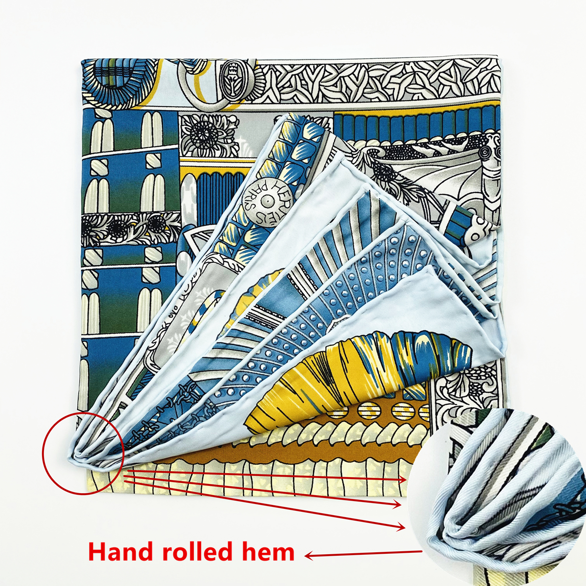 Écharpe en soie sergé 100%, Design «Armor», 90cm, bords roulés à la main, Foulard Hijab, marque de luxe, carré, châle pour femmes