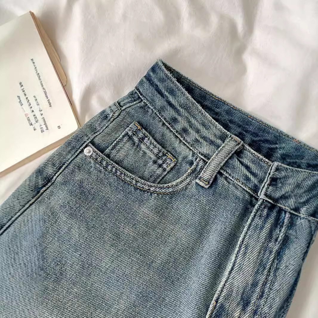 2025 femmes Denim Shorts taille haute Vintage lavé droit jambe large Denim jean fermeture à glissière genou longueur jean pantalons courts